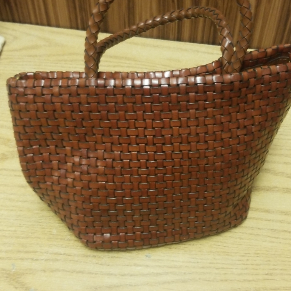 7x12 brown tweed purse